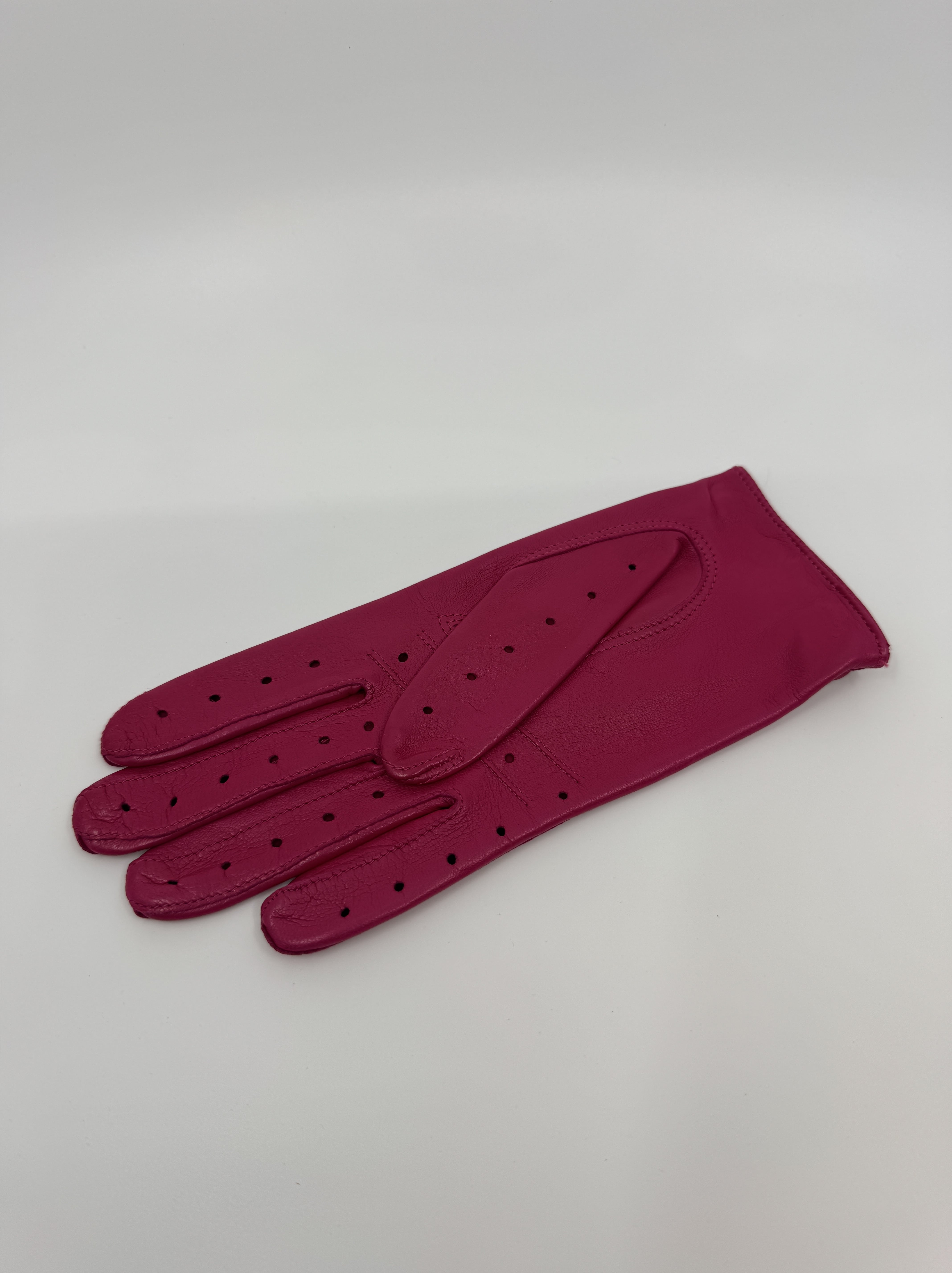 Messina Women's hot pink leather driving gloves