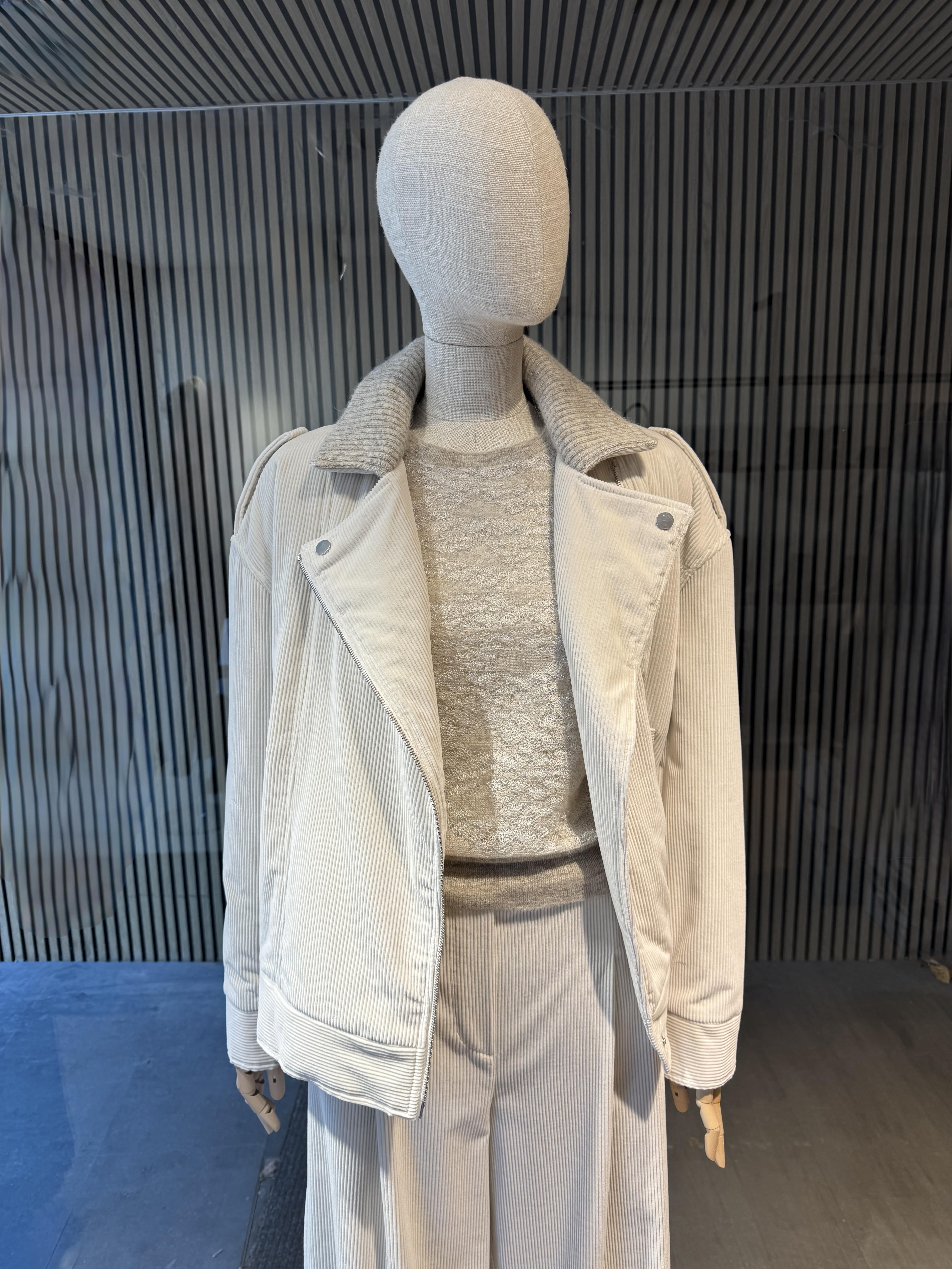 Relaxed fit cream corduroy outerwear jacket