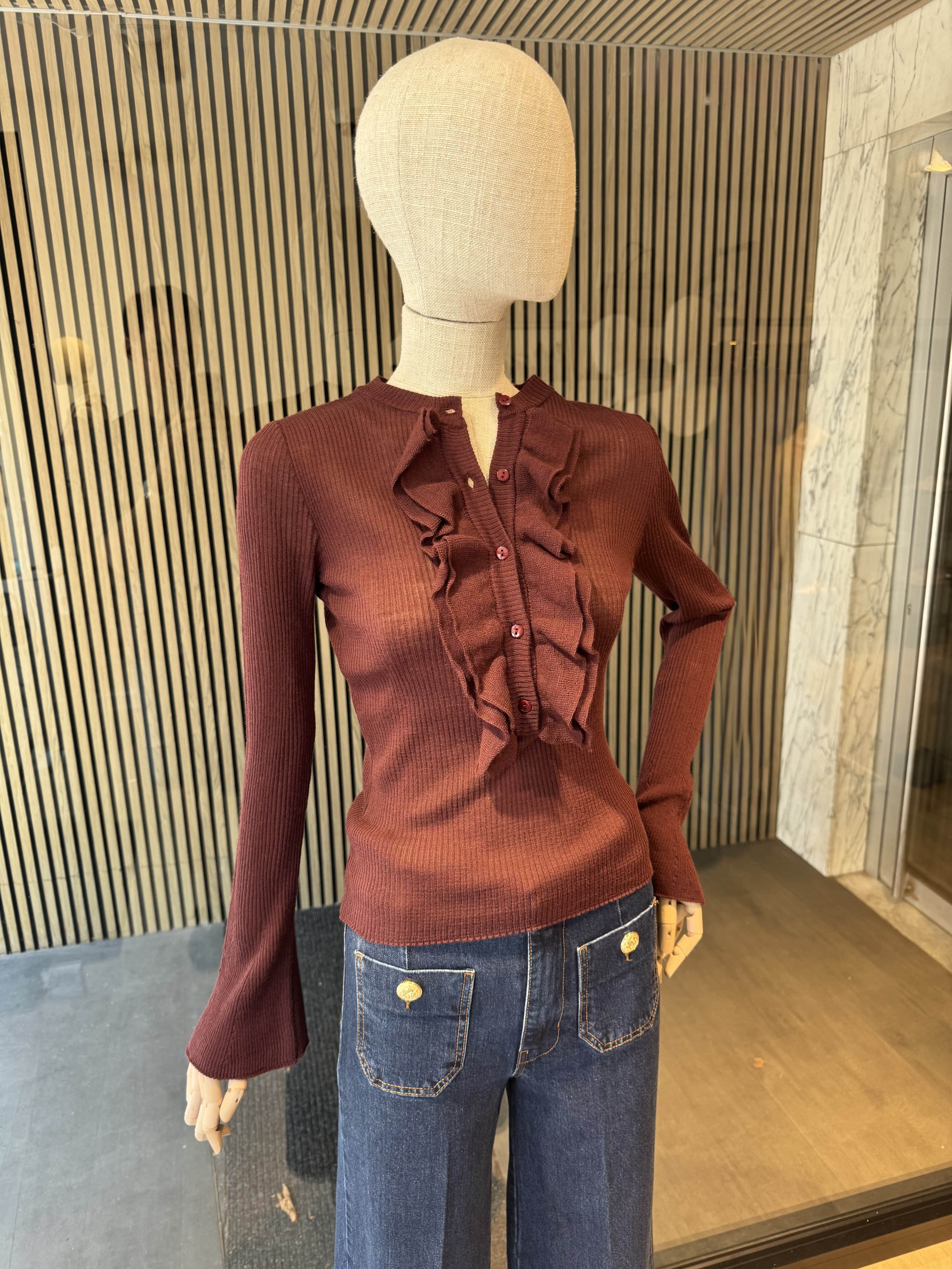 Ruffle ribbed knit top