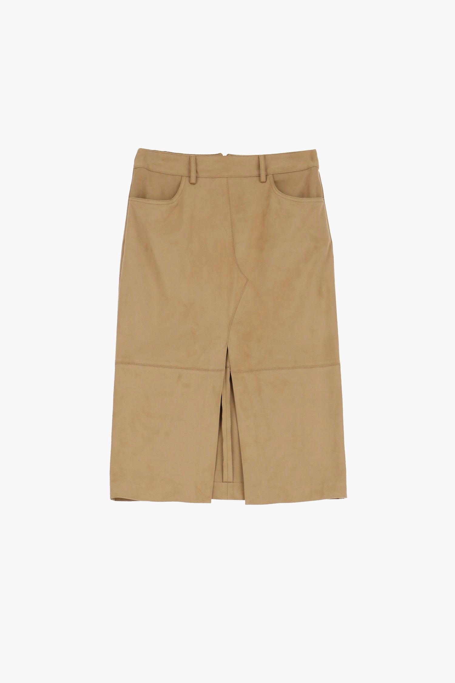Midi Suede-Effect Skirt With Front Slit